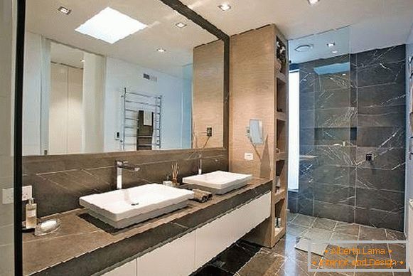 bathroom design with a big mirror, photo 37