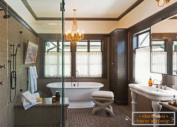 Luxurious bathroom in the design of a private house