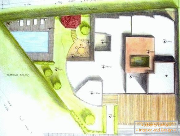 The project of the site and a private house on it