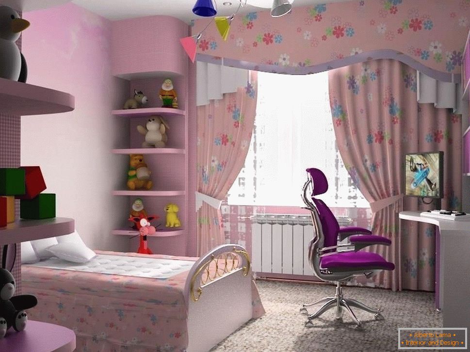 Room for a girl in pink color