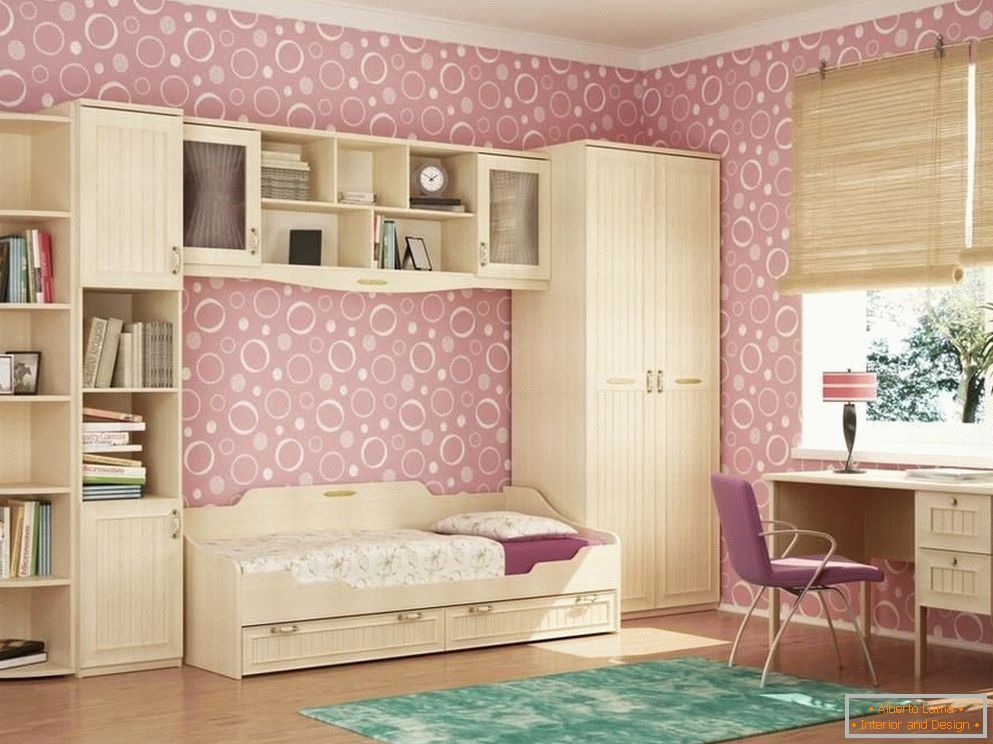 Spacious bedroom of a girl