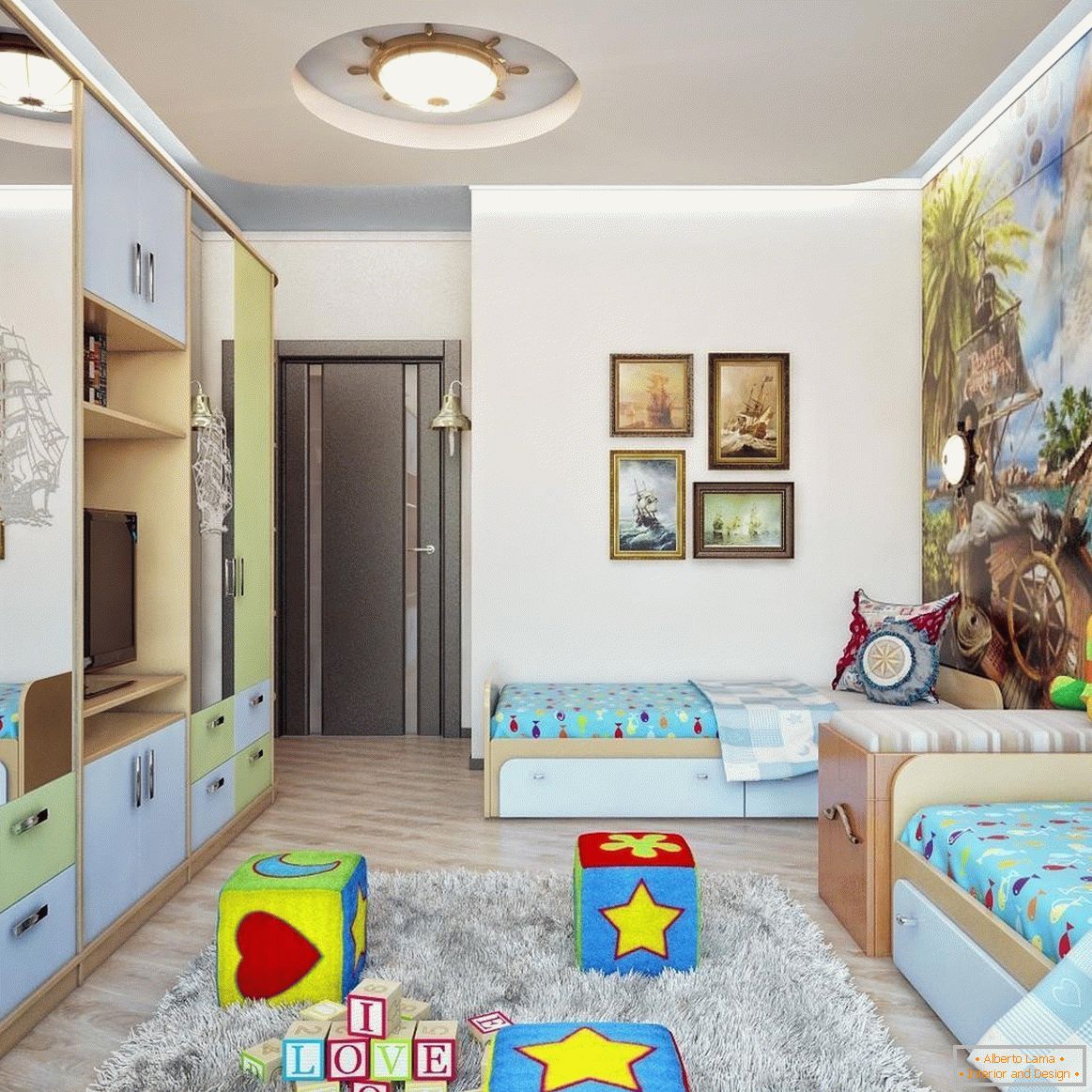 расположение детской мебели в детской комнате