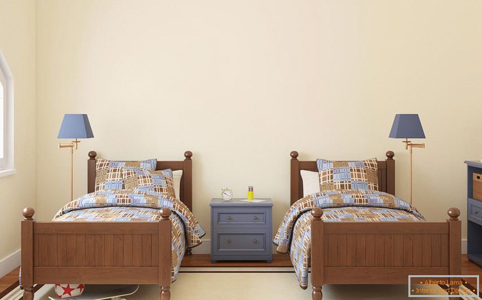 Beds with the same design in the nursery for two boys