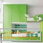 Bright interior with light green furniture