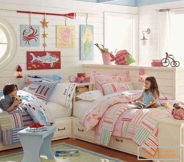 A small children's room for two children of different sexes