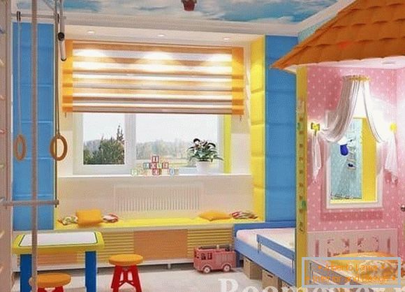 Children's room for two children boy and girl