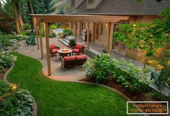 Beautiful terrace with a gazebo near a private house - photo 2017