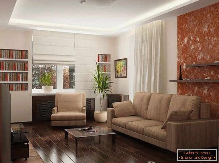 Modern living room in a 2-room apartment