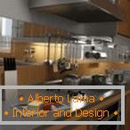 Kitchen interior with mirror apron
