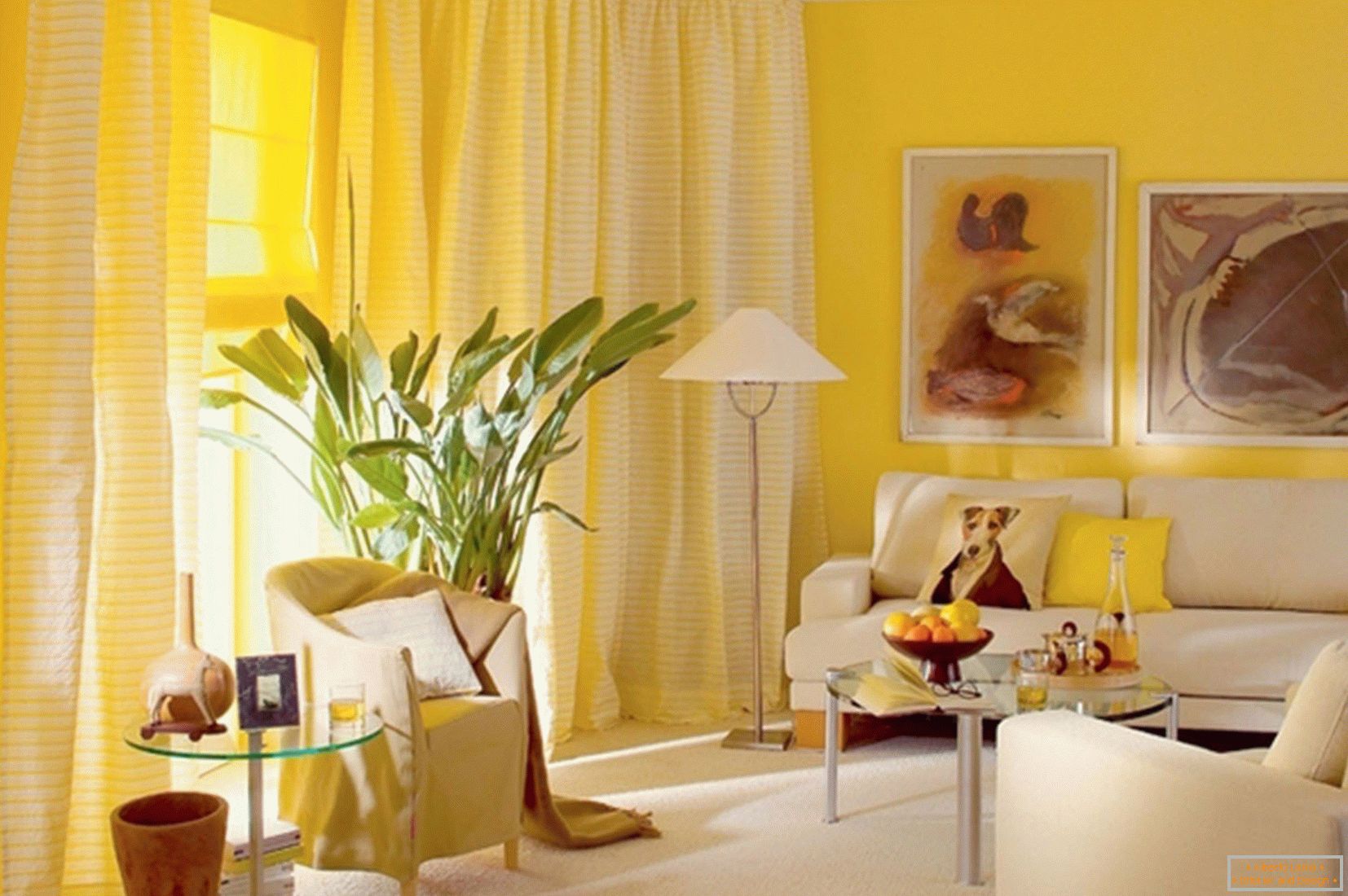 The solar living room is yellow