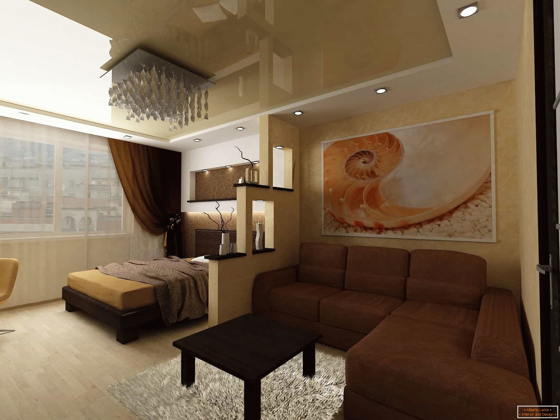 Дизайн 18 метровой гостиной спальни