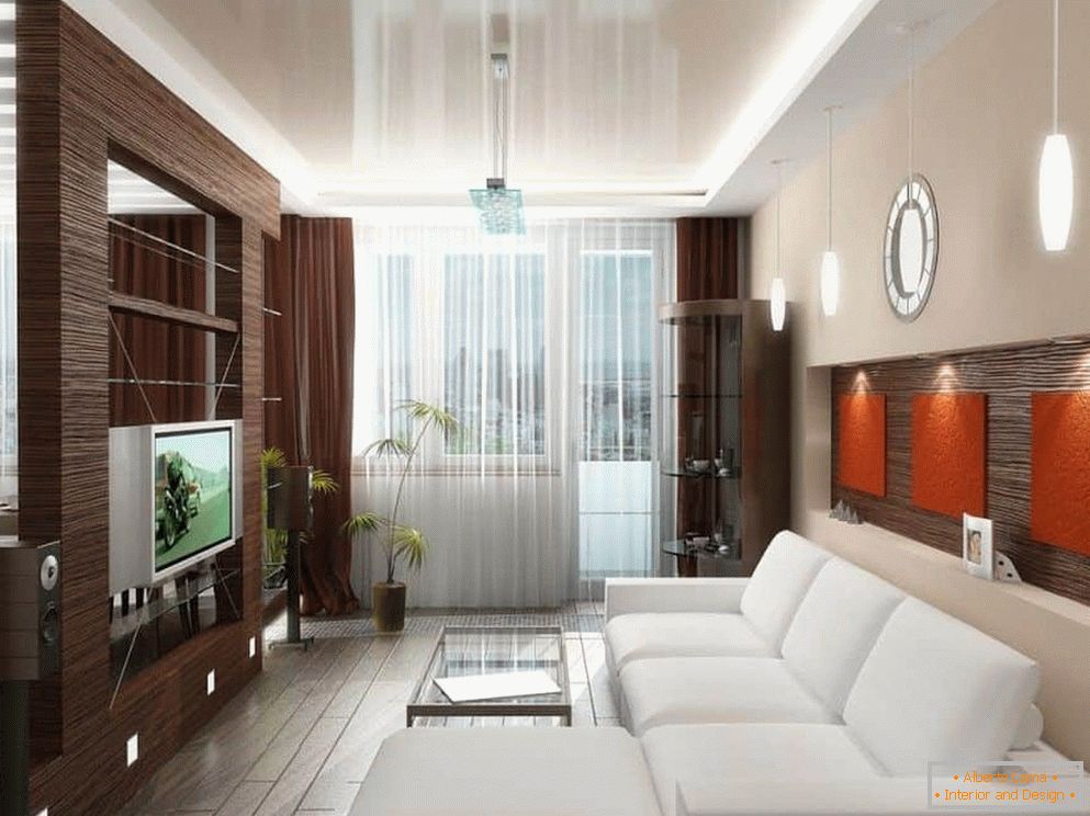 Living Room Design совмещенной с кухней