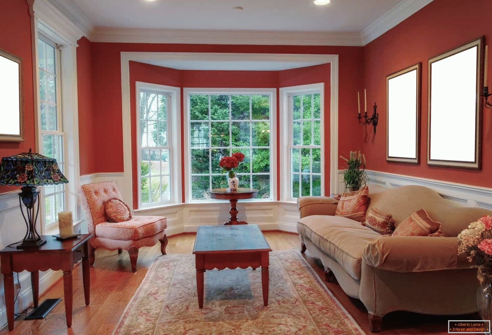 Living room with a bay window