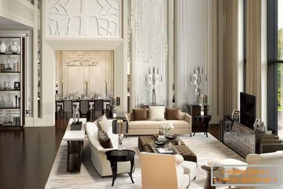 Luxurious living room design in a private country house