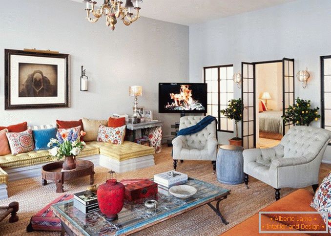 Style eclectic - an interesting color solution for your living room