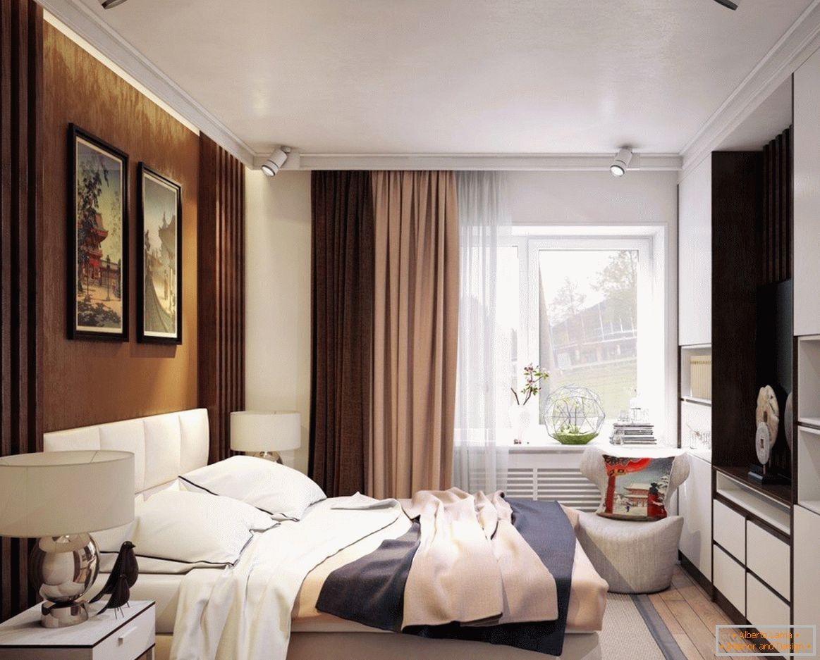 Bedroom in brown-beige tones