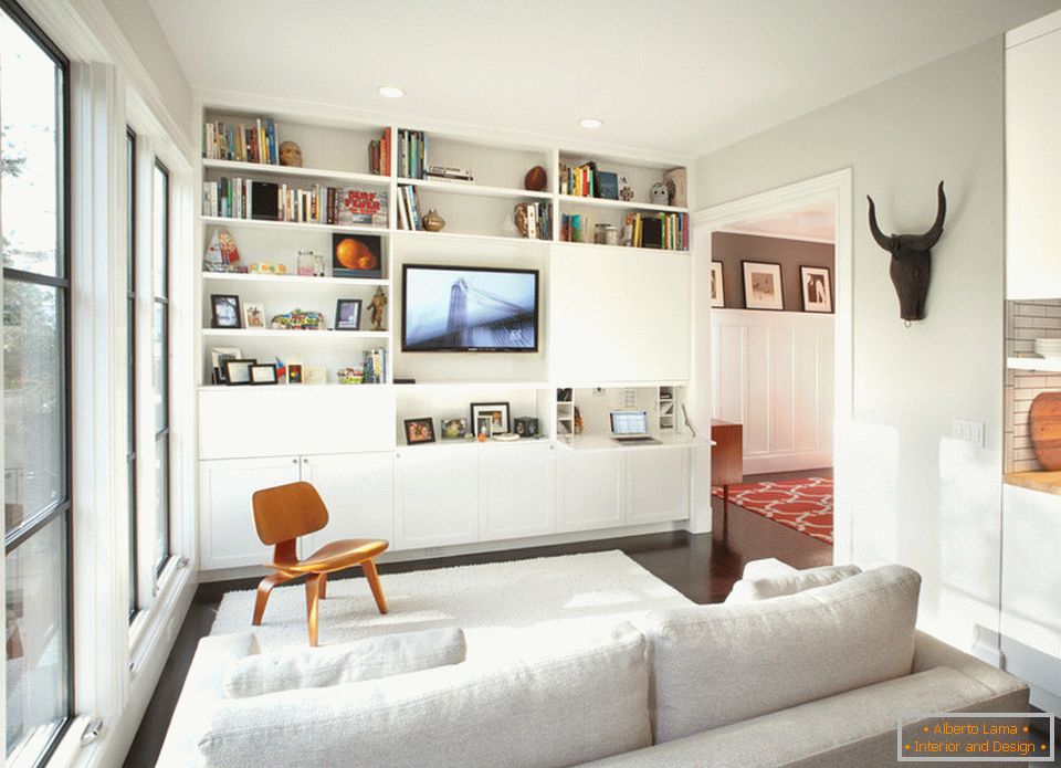 Built-in storage in the living room
