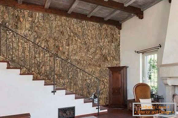 Cork in the interior of a private house in a modern style