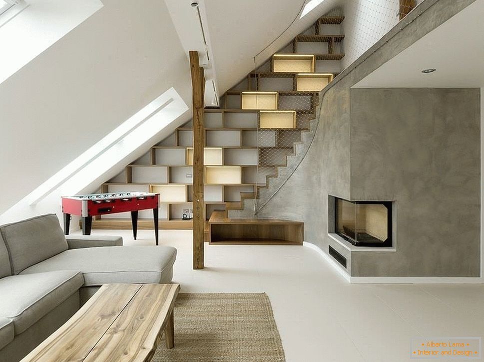 Fireplace in the attic