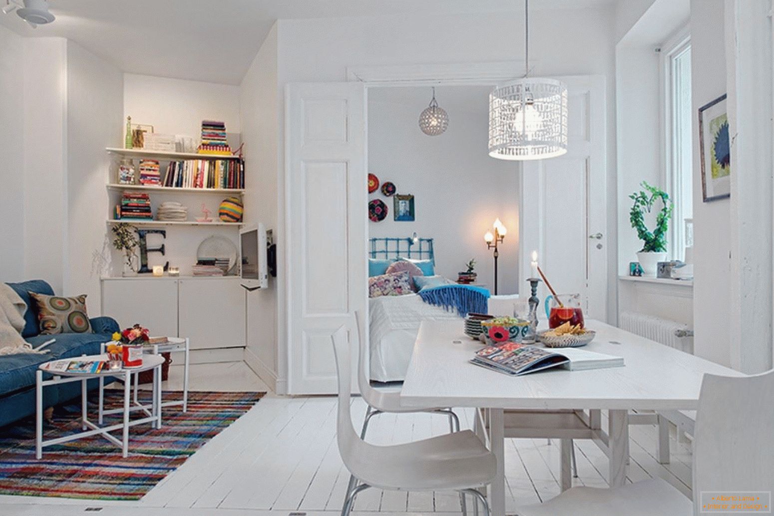 Living-dining room in Scandinavian style