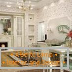 Light furniture in the interior гостиной-столовой