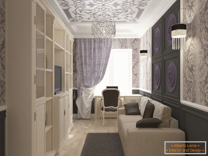 An example of drawing up a drawing room in the Art Deco style in a small apartment.