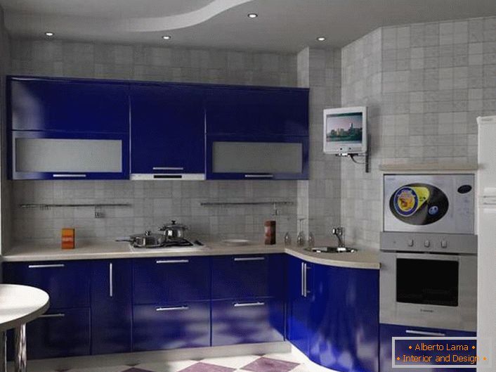 Kitchen area of ​​9 square meters is organized in terms of saving usable space. The functionality of the kitchen unit and its aesthetic appeal make furnishing an excellent choice for studio apartments. 