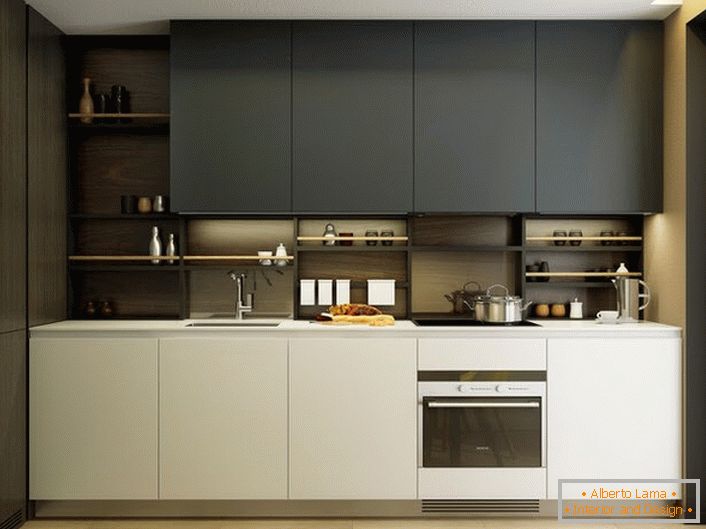 Stylish design of modern kitchen area of ​​9 square meters.