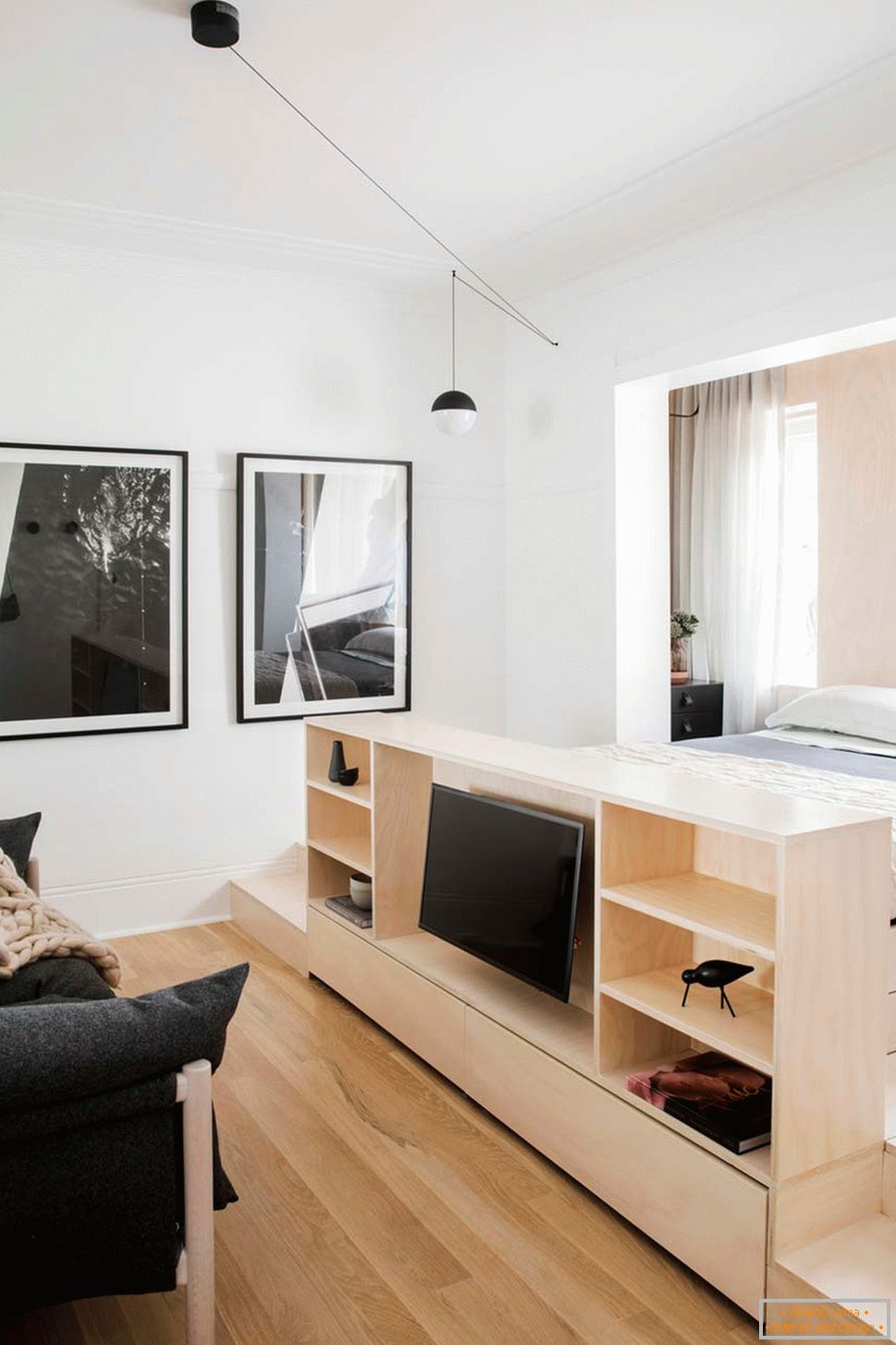 Interior design of a small apartment in Sydney - телевизор
