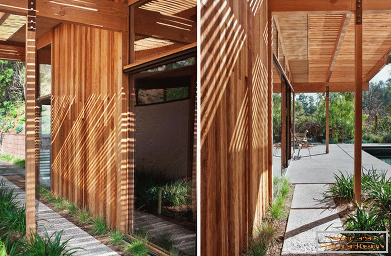 Wooden facades of a small house