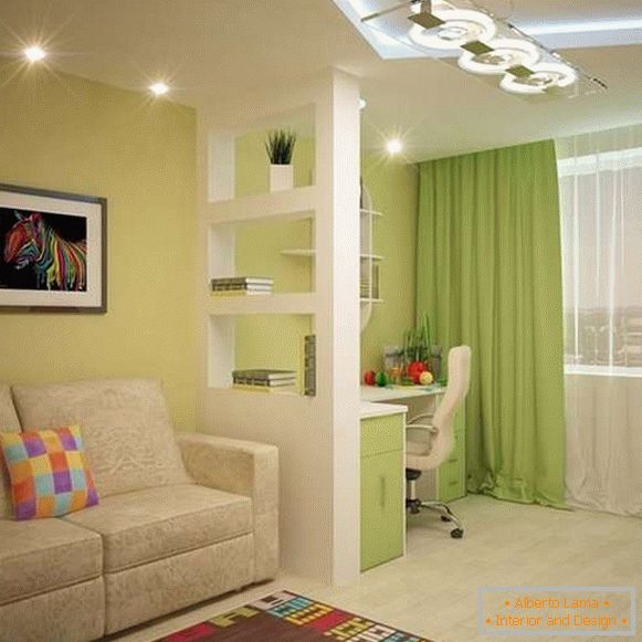 The interior design of the apartment is 40 sq m in bright colors