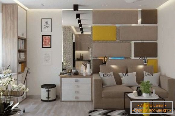 One-room interior design ideas and color design