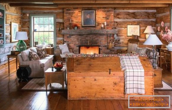 Interior design of a modern rustic country house