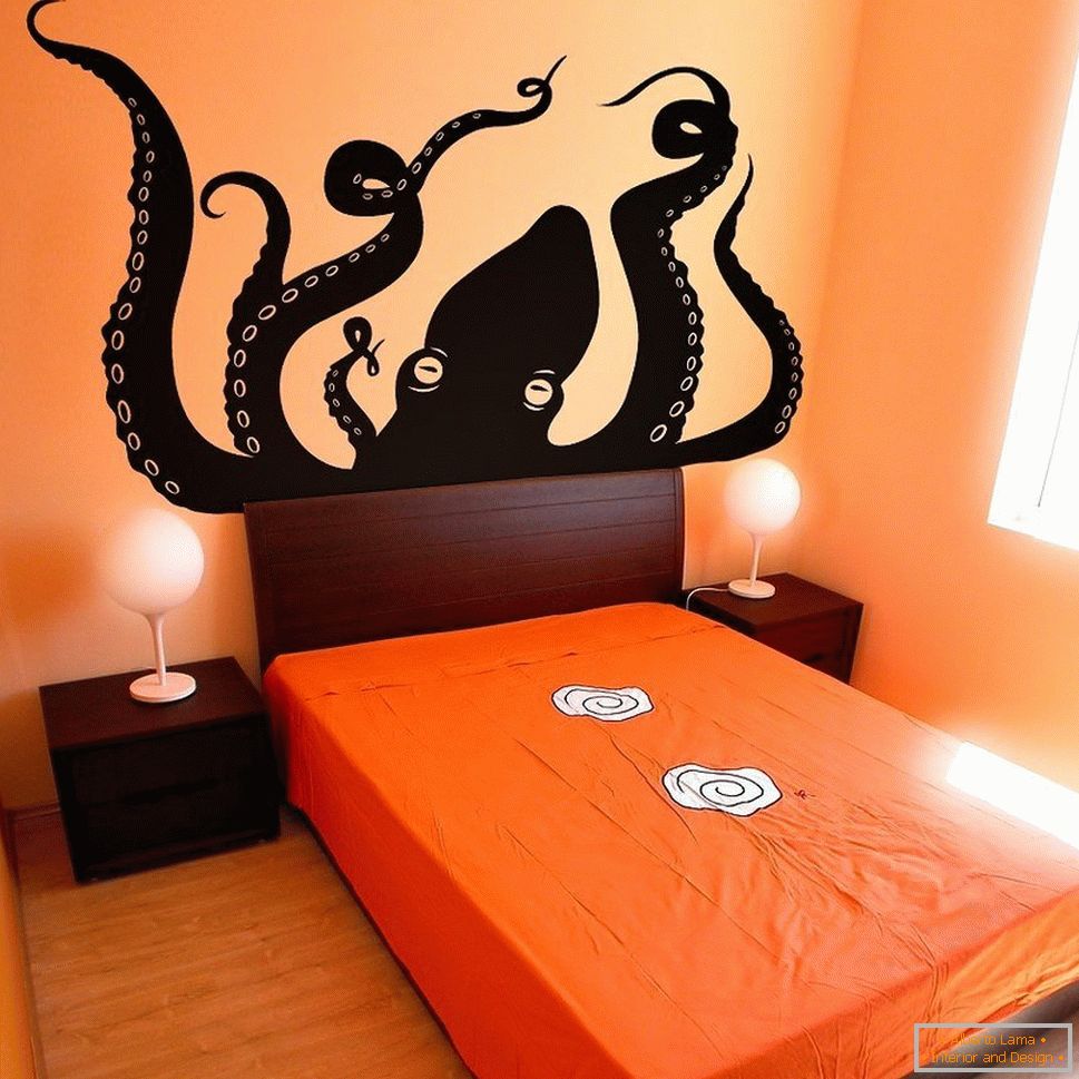Octopus on the bedroom wall