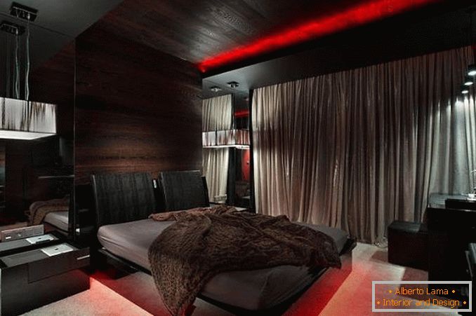 bedroom design in black and red, photo 18