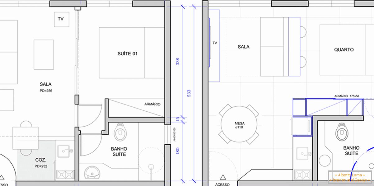 The layout of a tiny apartment
