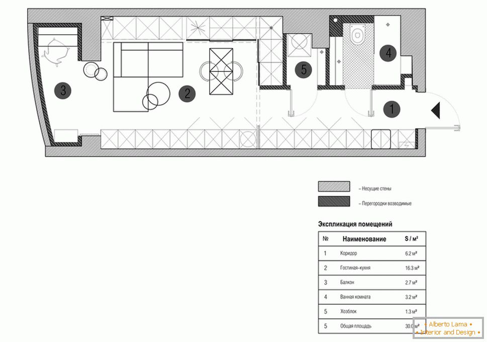 The layout of a small apartment