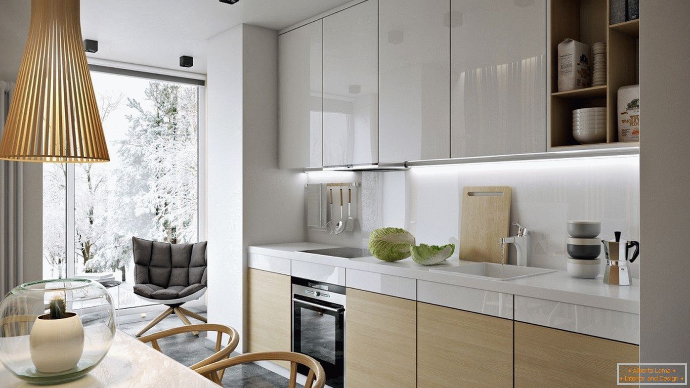 Linear kitchen с панорамным окном