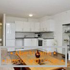 Bright interior kitchen-living room 16 sq m