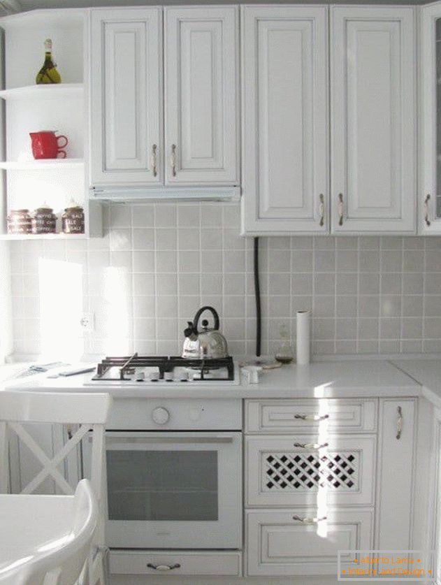 White kitchen for apartments Khrushchev