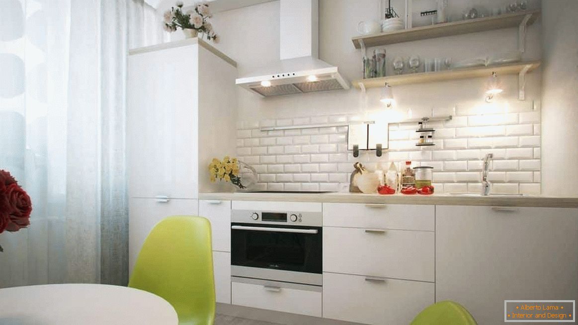 Kitchen with built-in fridge