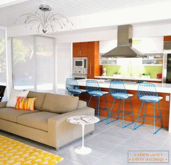 design of a large living room kitchen, photo 2