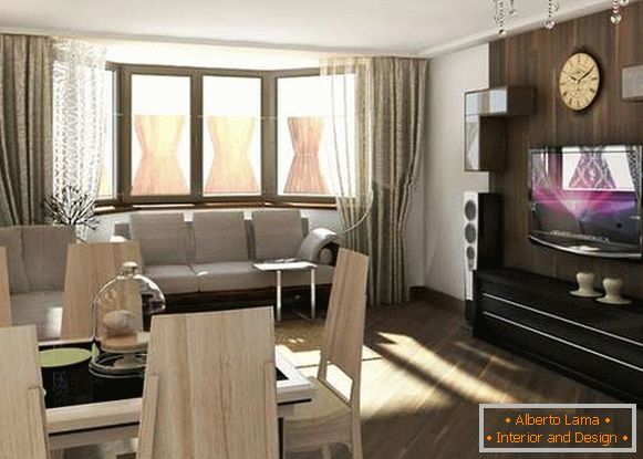kitchen design of the living room with a bay window, photo 29
