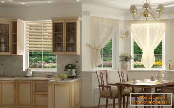 kitchen design of the living room with a bay window, photo 5