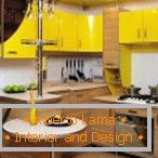 Yellow cabinets in the kitchen