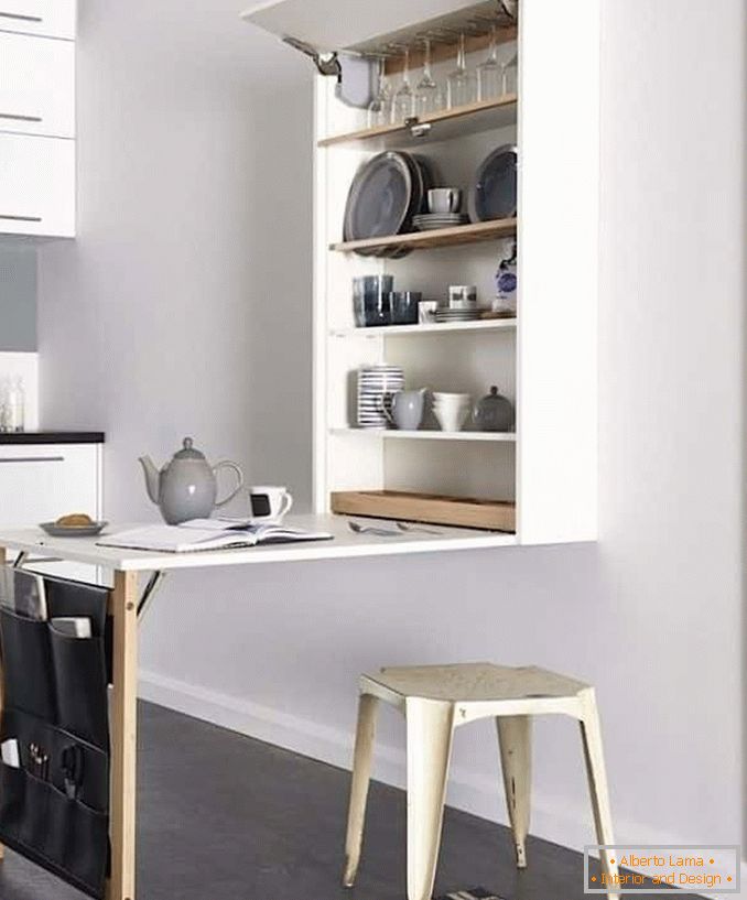 Saving space in the kitchen with a folding table