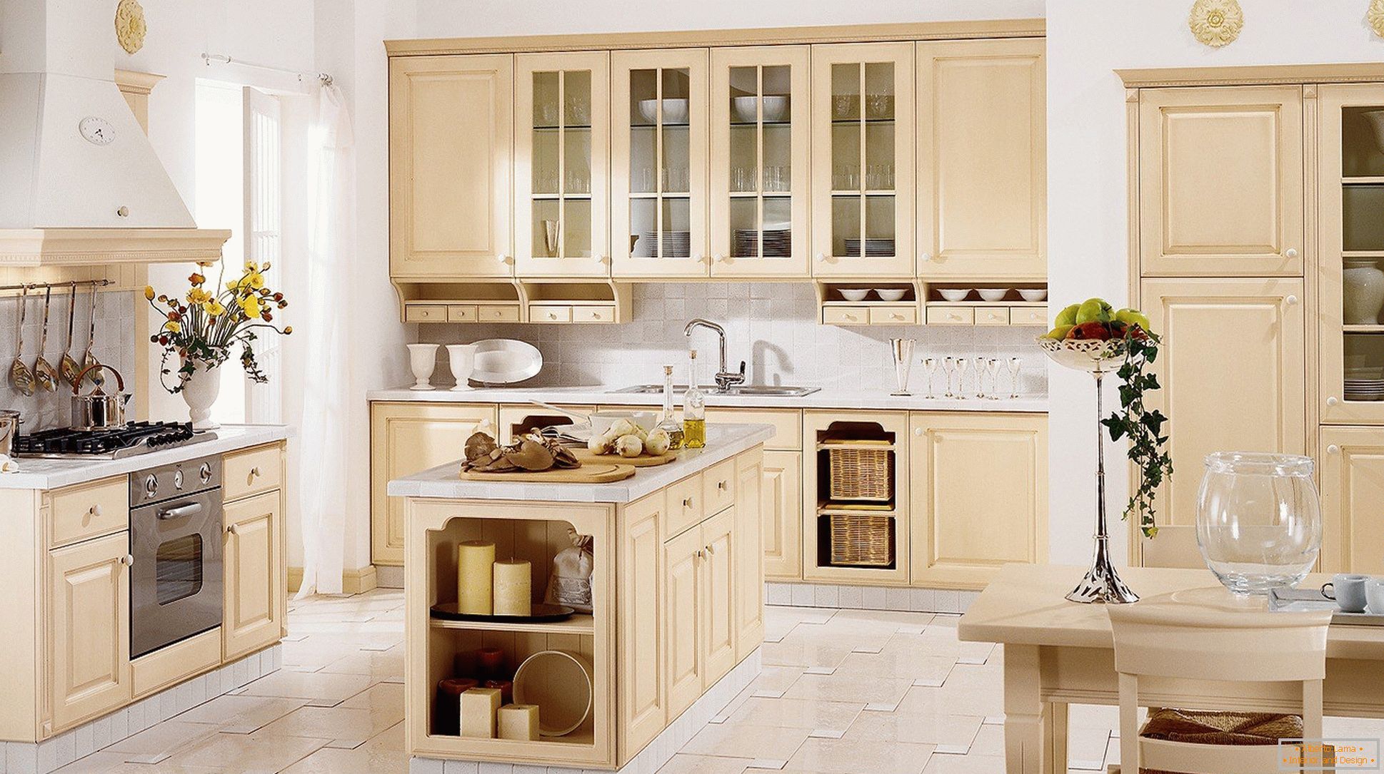Light beige kitchen in a country house