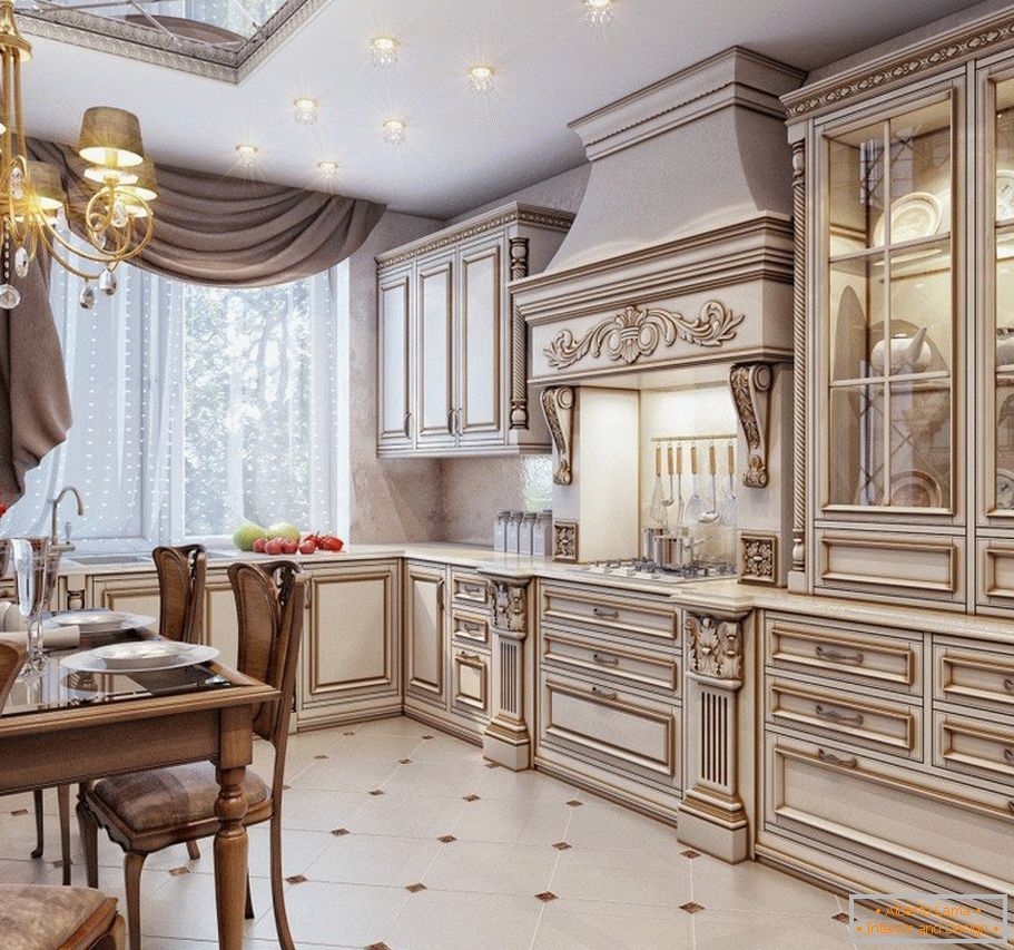 Kitchen in a classic style in the house