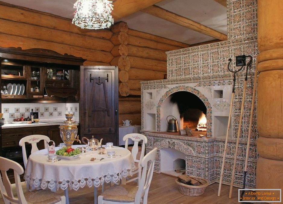 Russian stove in the kitchen of a private house
