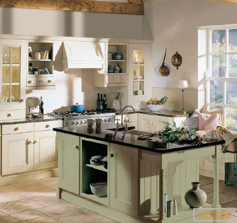 Kitchen with island in a rustic style